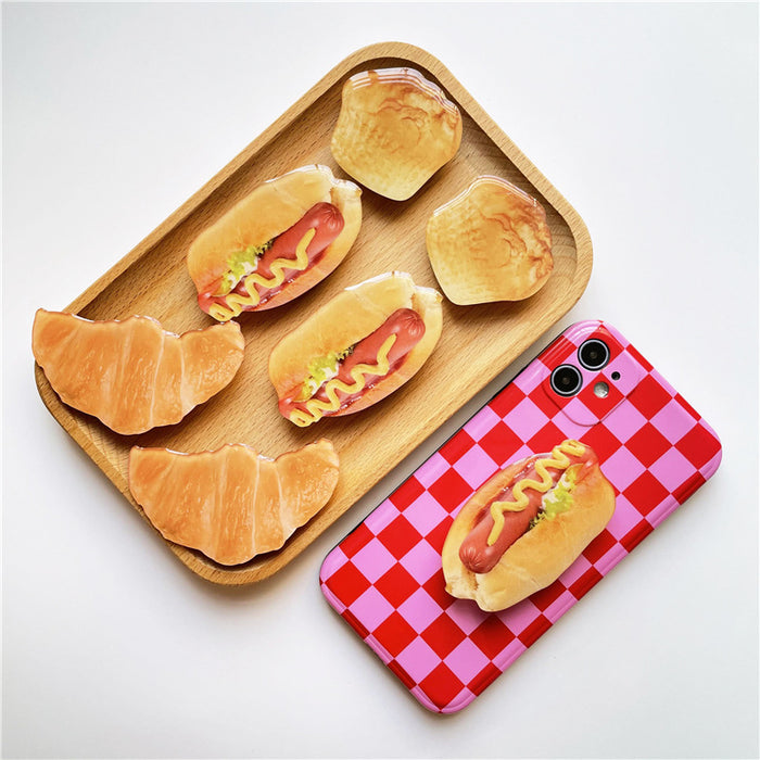 Wholesale Grips Simulation Food Toy Bread Airbag Bracket Mobile Phone Holder JDC-PS-Chwei003