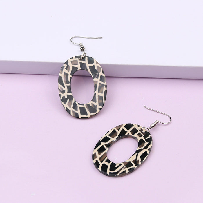 Wholesale acrylic check plate earrings temperament bow stitching MOQ≥2 JDC-ES-DUAI025