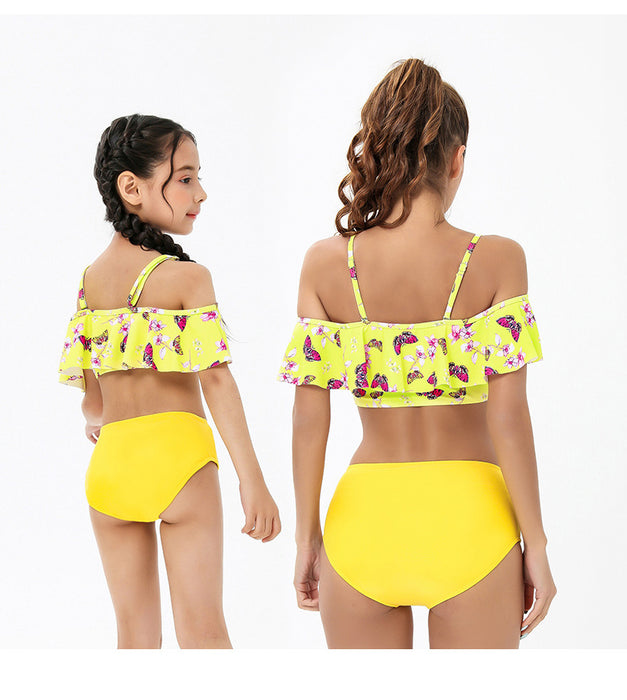 Jewelry WholesaleWholesale Parent-Child Ruffle Printed Split High Waist Bikini Swimwear JDC-SW-YWXN006 Swimwear 伊琬轩娜 %variant_option1% %variant_option2% %variant_option3%  Factory Price JoyasDeChina Joyas De China