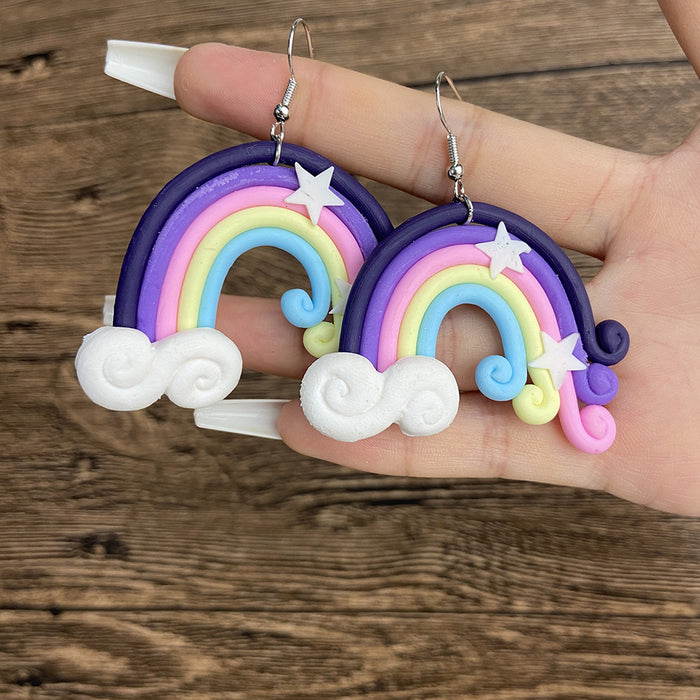 Wholesale Earrings Soft Pottery Cute Rainbow Earrings MOQ≥2 JDC-ES-Yida012