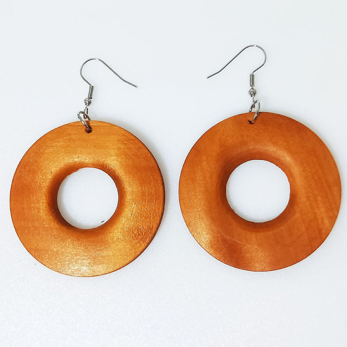 Wholesale African Collection Carved Round Wood Earrings JDC-ES-AnX016