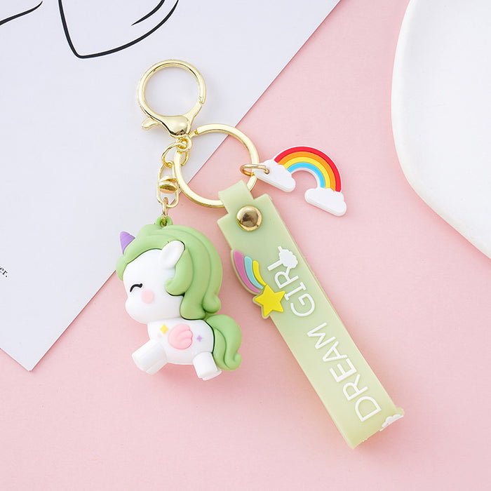 Wholesale Cartoon Rainbow Unicorn Keychain Cute Exquisite Car Keychain JDC-KC-XiangY013