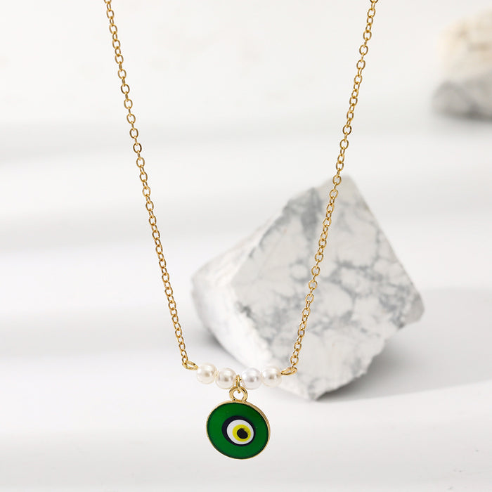 Wholesale necklace alloy green eyes color matching cartoon JDC-NE-YiD039