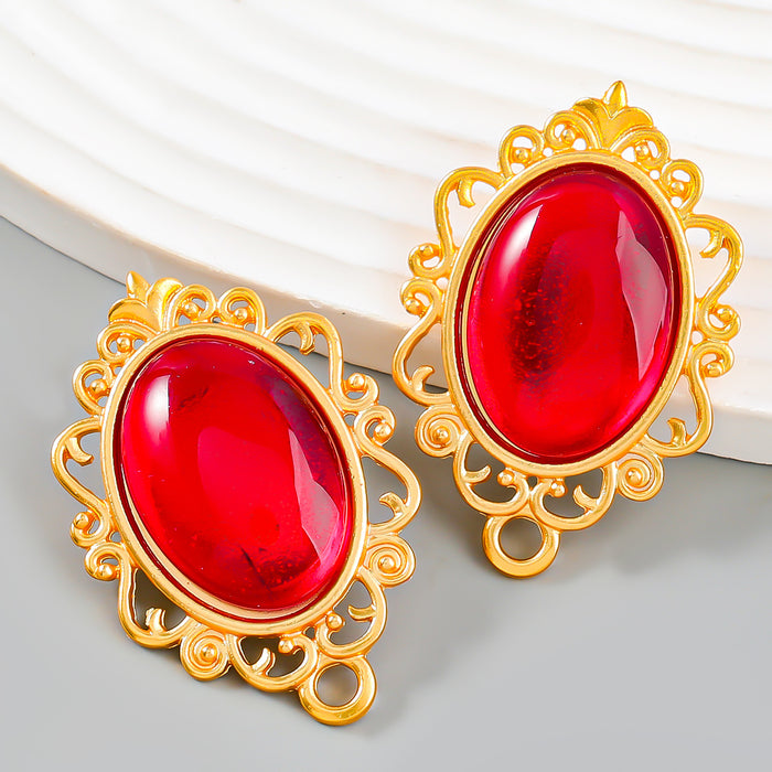 Wholesale Earrings Alloy Retro Personality Simple Oval Shape JDC-ES-JL1063