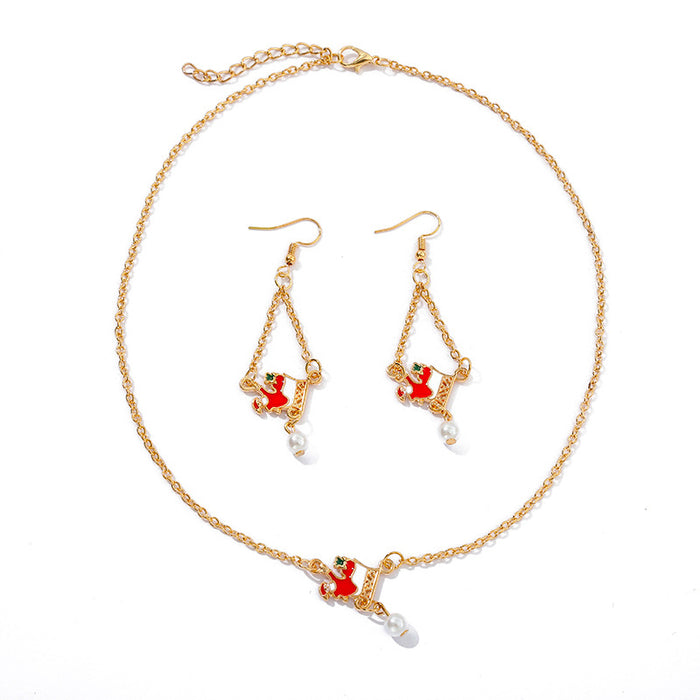 Wholesale Necklaces Alloy Christmas Collection Necklace Earrings Set MOQ≥2set JDC-NE-KaiWei010