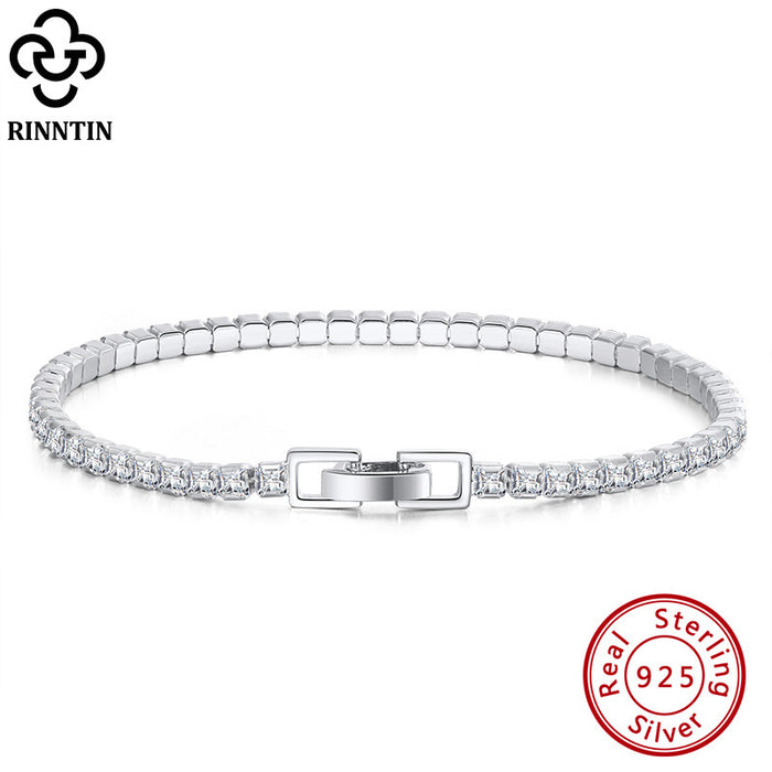 Jewelry WholesaleWholesale S925 Sterling Silver Bracelet inlaid square tennis chain JDC-BT-ShangD004 Bracelet 尚达 %variant_option1% %variant_option2% %variant_option3%  Factory Price JoyasDeChina Joyas De China