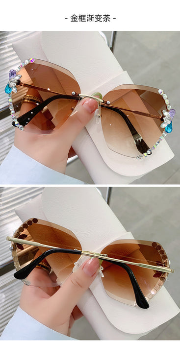 Wholesale Diamond Frameless Cut Edge Women Sunglasses UV Protection JDC-SG-ZhanH006