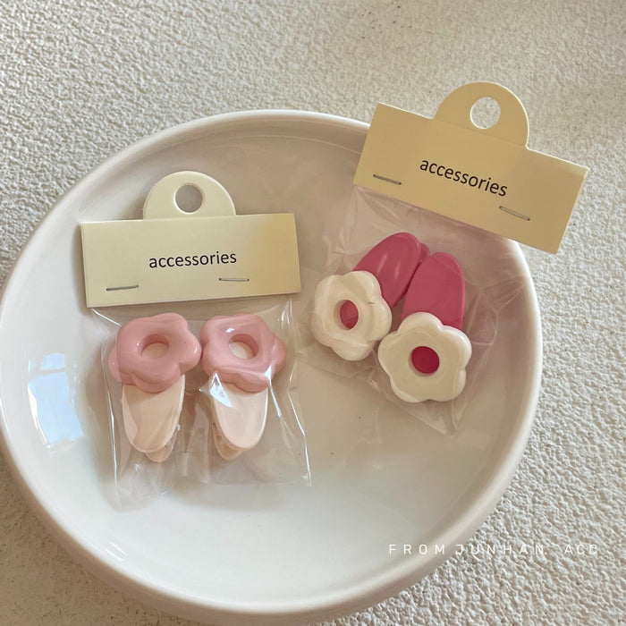 Wholesale Hair Clips Acrylic INS Color Macaron Pink Flowers Broken Hair JDC-HC-JunH002