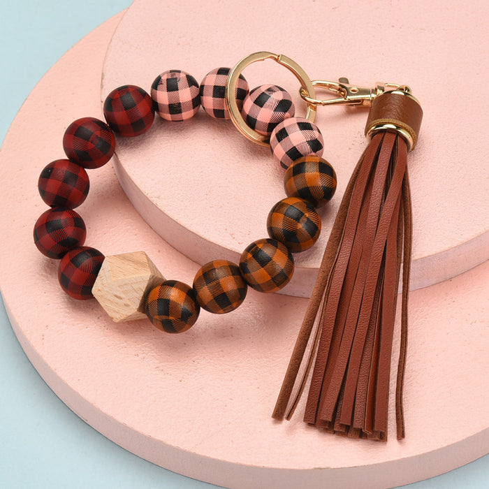 Wholesale Tassel Wood Beads Fashion Beads Bracelet Keychain JDC-KC-YPin012