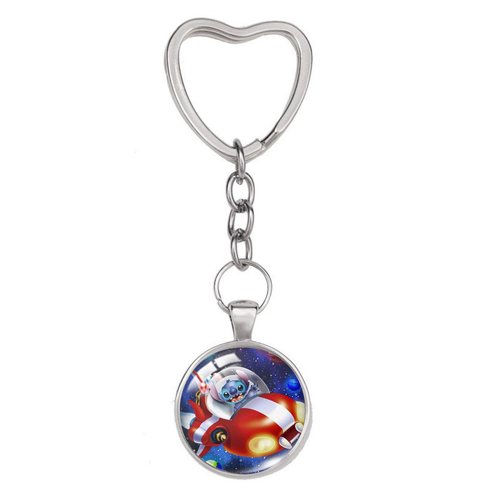 Jewelry WholesaleWholesale Alloy Glass Heart Shaped Keychain MOQ≥2 JDC-KC-XiangL003 Keychains 翔联 %variant_option1% %variant_option2% %variant_option3%  Factory Price JoyasDeChina Joyas De China