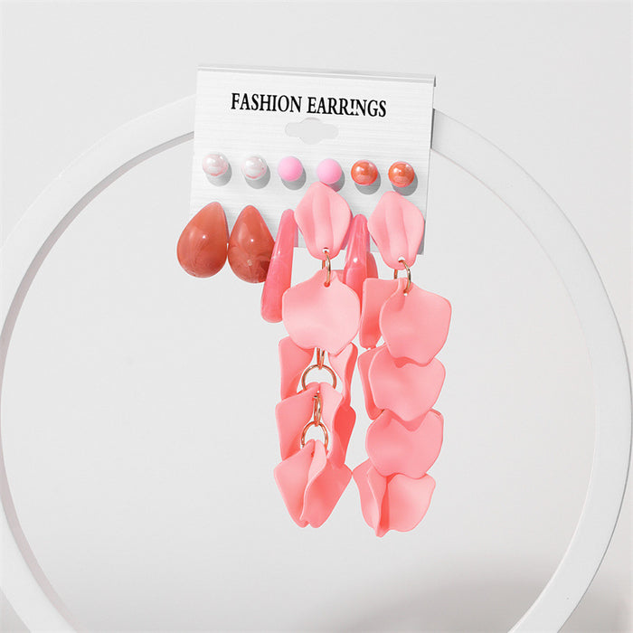 Wholesale Earrings Acrylic Candy Color Exaggerated Combination Set MOQ≥2 JDC-ES-GuTe026