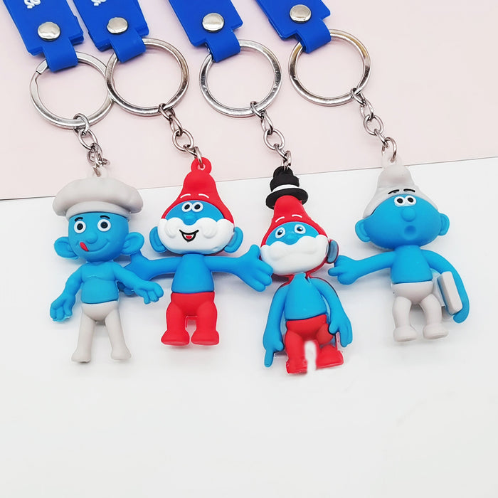 Wholesale Cartoon Smurfs PVC Soft Rubber Keychain JDC-KC-XiangY010