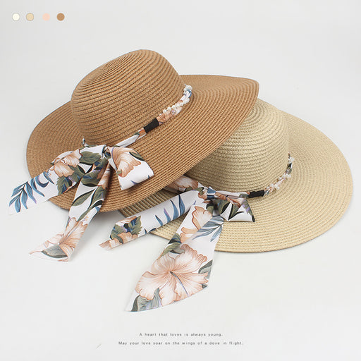 Jewelry WholesaleWholesale Printed Streamer Beach Sun Hat Straw Hat JDC-FH-JSYP001 Fashionhat 聚盛优品 %variant_option1% %variant_option2% %variant_option3%  Factory Price JoyasDeChina Joyas De China