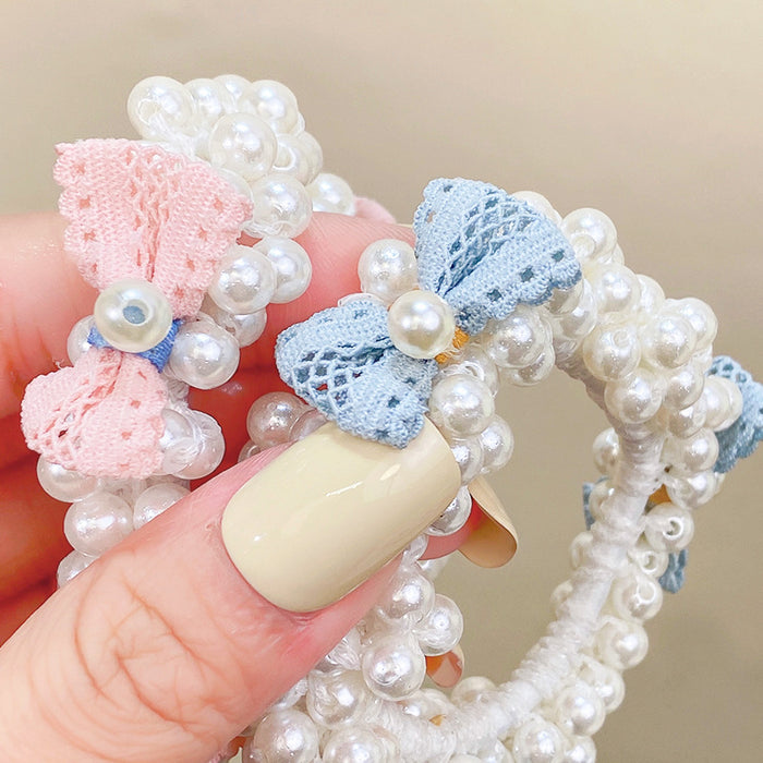 Wholesale Bow Knot Pearl Hair Ring High Elasticity Headband JDC-HS-I415