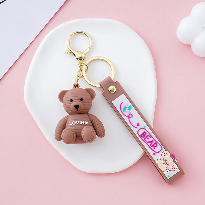 Wholesale Keychains For Backpacks PVC Bear Keychain Love Bear Cute Girl Heart MOQ≥2 JDC-KC-YY030