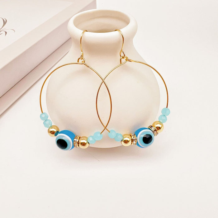 Wholesale earrings metal blue eye beaded earrings MOQ≥2 JDC-ES-qingh001