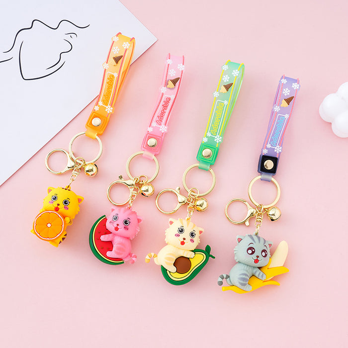 Wholesale cartoon cute cat hugging fruit keychain doll JDC-KC-XiangY014