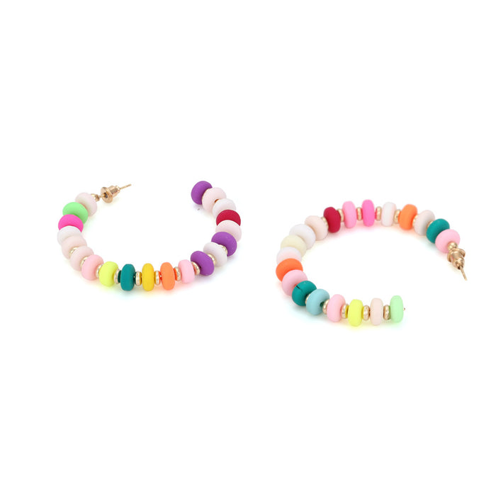 Jewelry WholesaleWholesale candy color C-shaped bohemian beaded earrings JDC-ES-MY252 Earrings 曼茵 %variant_option1% %variant_option2% %variant_option3%  Factory Price JoyasDeChina Joyas De China