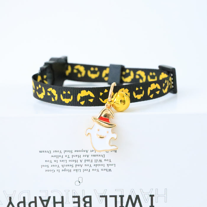 Wholesale Pet Necklace Polyester Halloween Kitten Dog Bell Safety Buckle MOQ≥2 JDC-PN-PuPu001