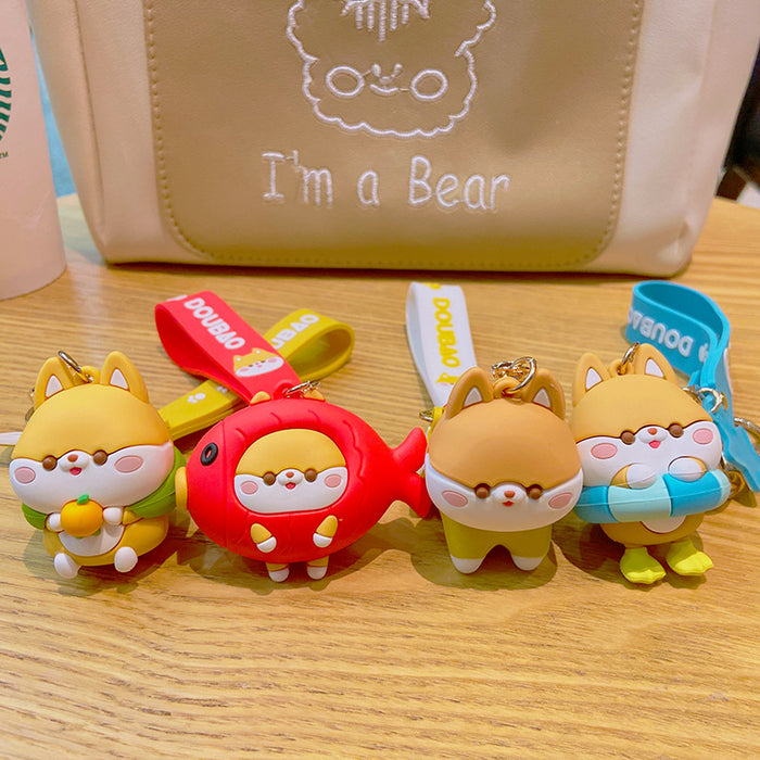 Wholesale keychain cartoon Shiba Inu pvc soft doll cute bag pendant MOQ≥2 JDC-KC-YDao002