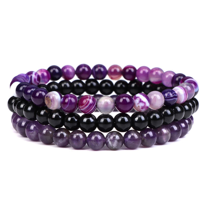 Wholesale Natural Pink Crystal Agate Stone Combination Set Elastic Bracelet JDC-BT-YinY009