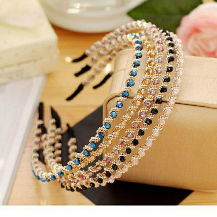 Wholesale Hand Winding Crystal Headband Wearing Bead Rhinestones JDC-HD-JunK002