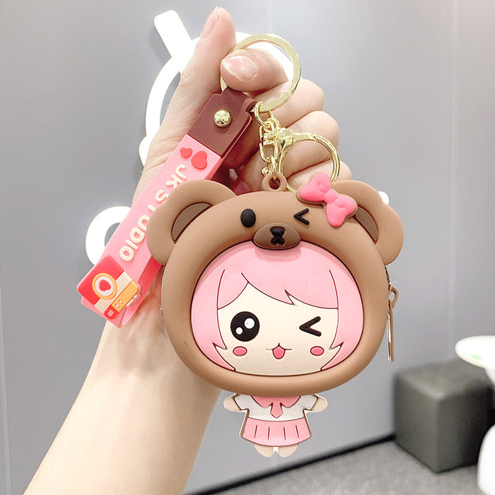 Wholesale bear girl coin purse cute key chain JDC-KC-JCai014