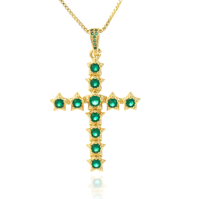 Wholesale Brass Zircon Star Cross Necklace MOQ≥2 JDC-NE-JingY002