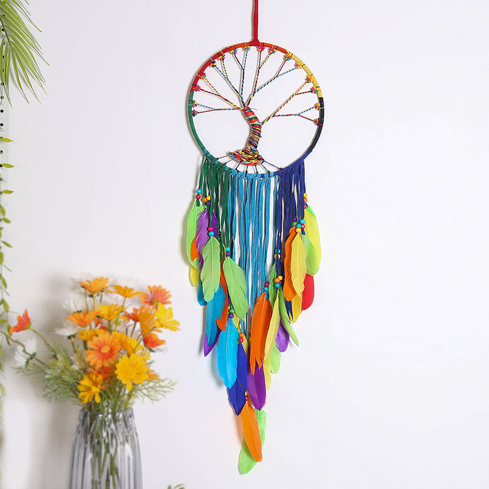 Wholesale colorful feather big floating dreamcatcher MOQ≥2 JDC-DC-BGM004