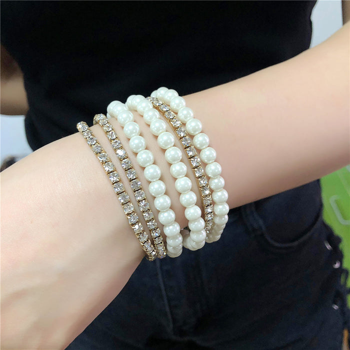 Wholesale Irregular Exaggerated Pearl Bracelets 6 Sets Gold JDC-BT-ZhuJ012