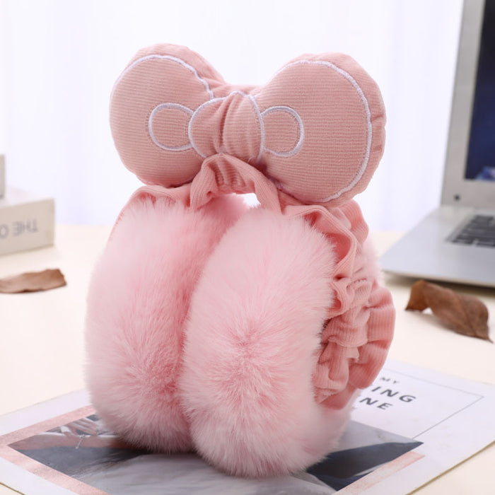 Wholesale Earmuff Plush Foldable Cute Warm Winter Bow MOQ≥3 JDC-EF-ChuD003