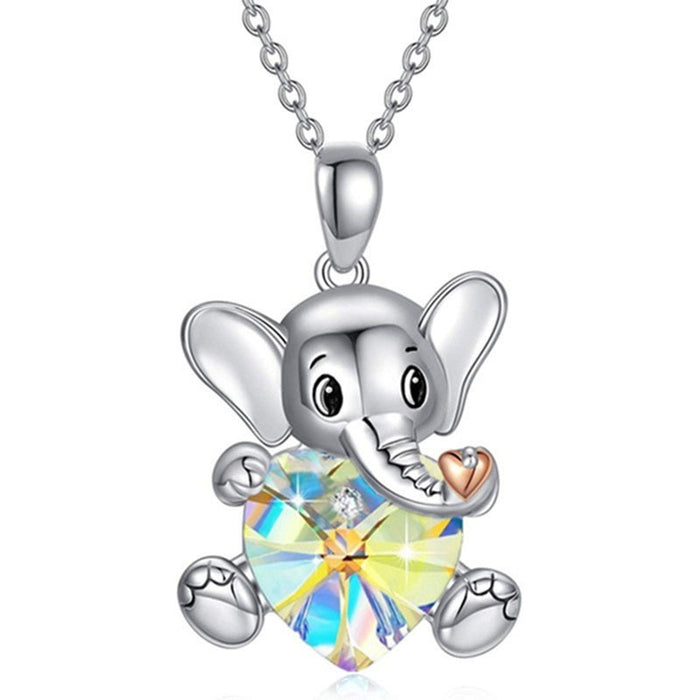 Jewelry WholesaleWholesale niche design Elephant hugs of colorful crystal diamond necklace JDC-NE-LongR006 Necklaces 龙瑞 %variant_option1% %variant_option2% %variant_option3%  Factory Price JoyasDeChina Joyas De China