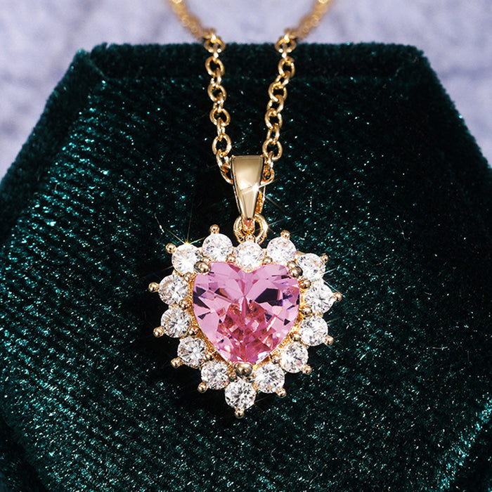 Jewelry WholesaleWholesale Simple Pink Diamond Heart Zircon Necklace MOQ≥2 JDC-NE-Caos016 Necklaces 曹适 %variant_option1% %variant_option2% %variant_option3%  Factory Price JoyasDeChina Joyas De China