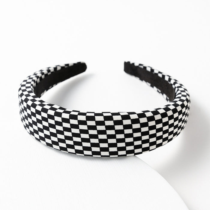 Jewelry WholesaleWholesale wild wide-brimmed fabric checkerboard face wash headband JDC-HD-hemin017 Headband 和鸣 %variant_option1% %variant_option2% %variant_option3%  Factory Price JoyasDeChina Joyas De China