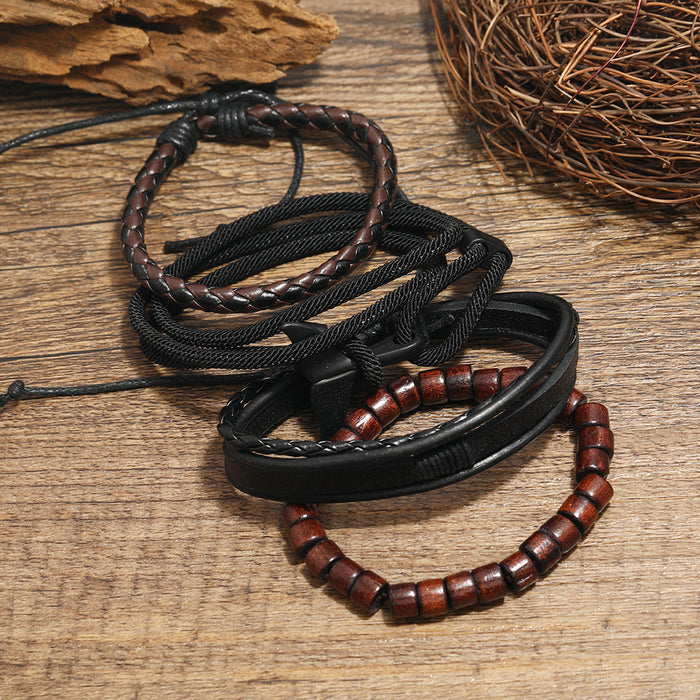 Wholesale Jewelry Ornament Vintage Braided Leather Bracelet JDC-BT-SaiH007
