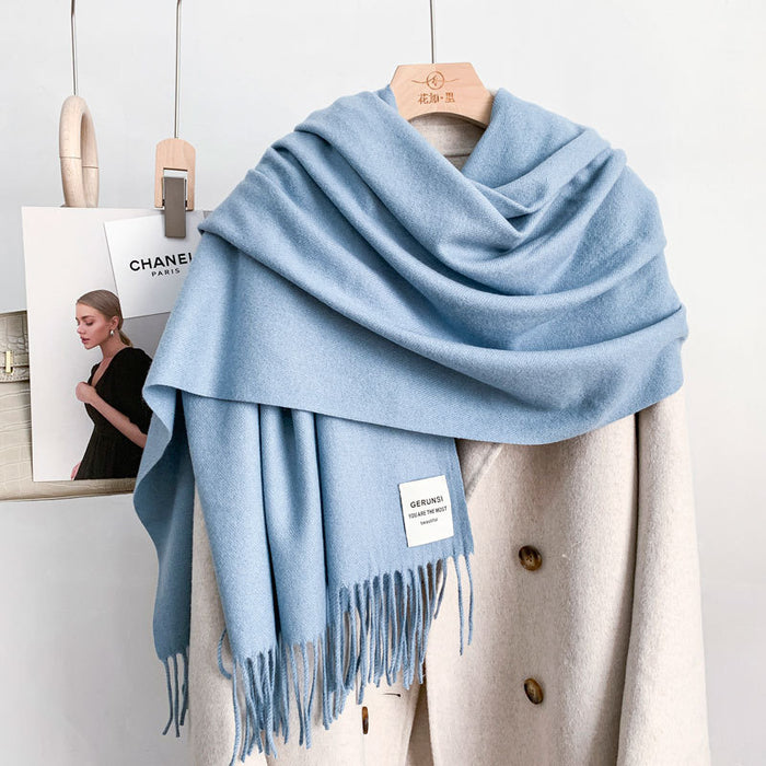 Wholesale Scarf Polyester Cotton Winter Thickening Warm Shawl Solid Color JDC-SF-Qianx003