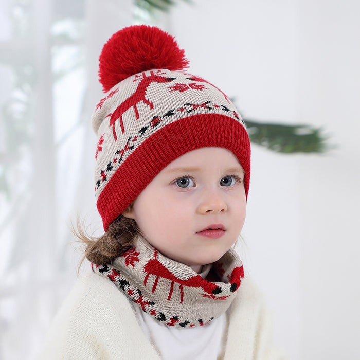 Wholesale Hat Acrylic Christmas Warm Kids Scarf 2 Piece Set MOQ≥2 JDC-FH-MY011