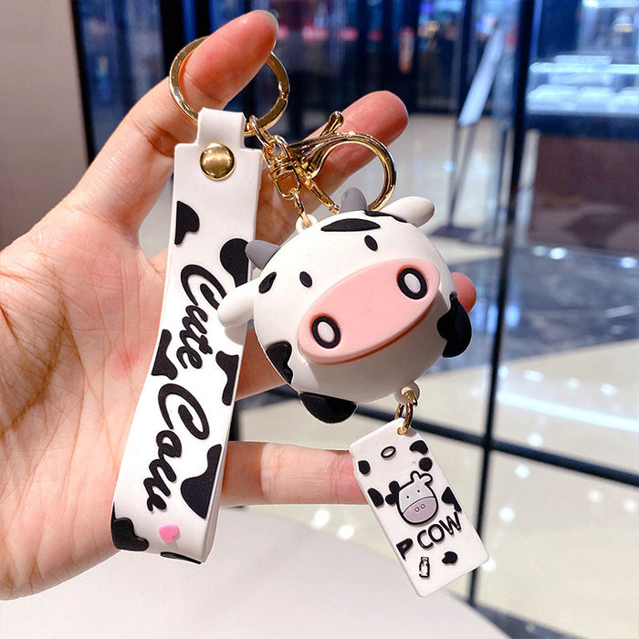 Wholesale Keychain Silicone Cartoon Cute Cows MOQ≥2 JDC-KC-LeZ024