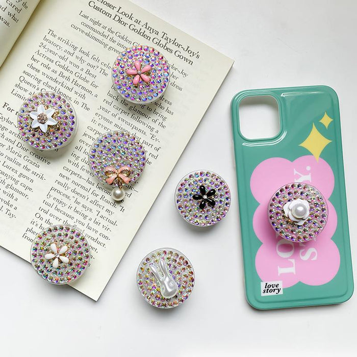 Wholesale Rhinestone Flower Phone Airbag Holder JDC-PS-BaiY044