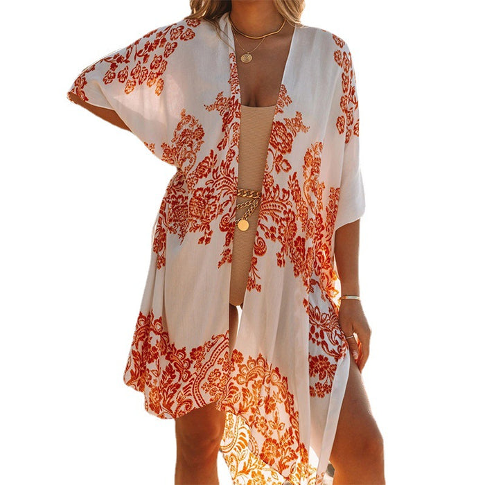 Jewelry WholesaleWholesale long section open chiffon printed beach cover up JDC-SW-ASJP001 Swimwear 艾尚嘉品 %variant_option1% %variant_option2% %variant_option3%  Factory Price JoyasDeChina Joyas De China