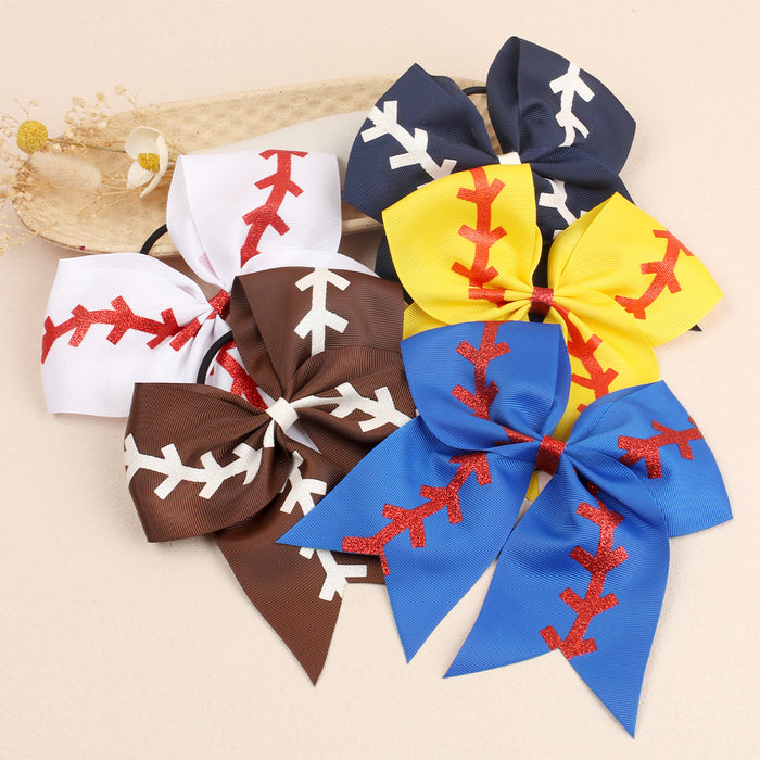 Wholesale hairpin cloth football kids bow baseball cheerleader JDC-HS-Danzuo014