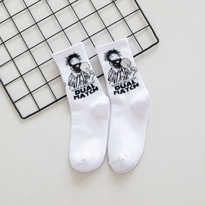 Wholesale Socks Polyester Cartoon Character Graffiti Medium Tube Socks JDC-SK-DRan002