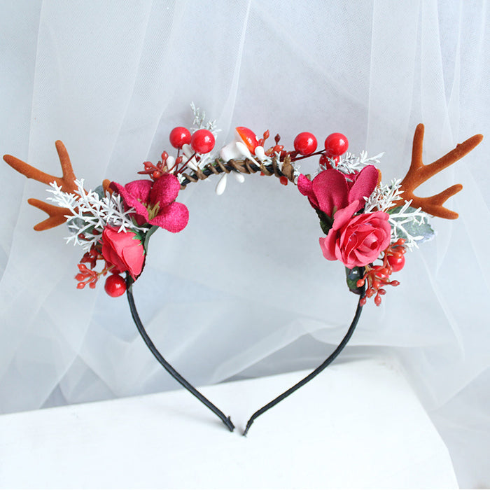 Wholesale Headband Fabric Christmas Elk Antlers JDC-HD-QingH001