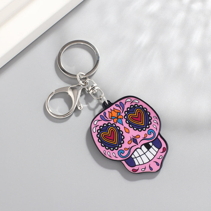 Jewelry WholesaleWholesale Acrylic Skull Metal Plate Keychain MOQ≥6 JDC-KC-SNi001 Keychains 桑霓 %variant_option1% %variant_option2% %variant_option3%  Factory Price JoyasDeChina Joyas De China