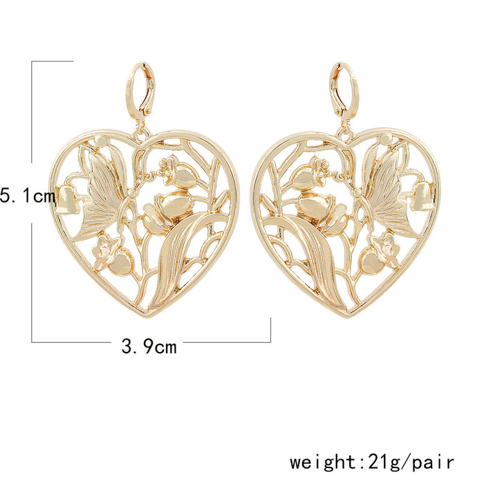 Jewelry WholesaleWholesale alloy skeletonized plant flower butterfly earrings JDC-ES-YiD003 Earrings 宜达 %variant_option1% %variant_option2% %variant_option3%  Factory Price JoyasDeChina Joyas De China