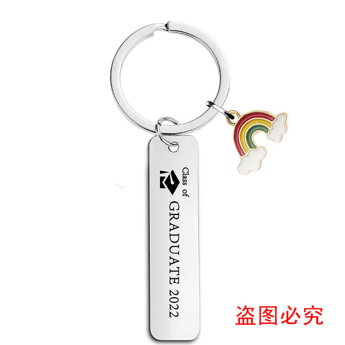 Jewelry WholesaleWholesale Stainless Steel Graduation Season Gift Rainbow Metal Keychain JDC-KC-GangGu016 Keychains 钢古 %variant_option1% %variant_option2% %variant_option3%  Factory Price JoyasDeChina Joyas De China