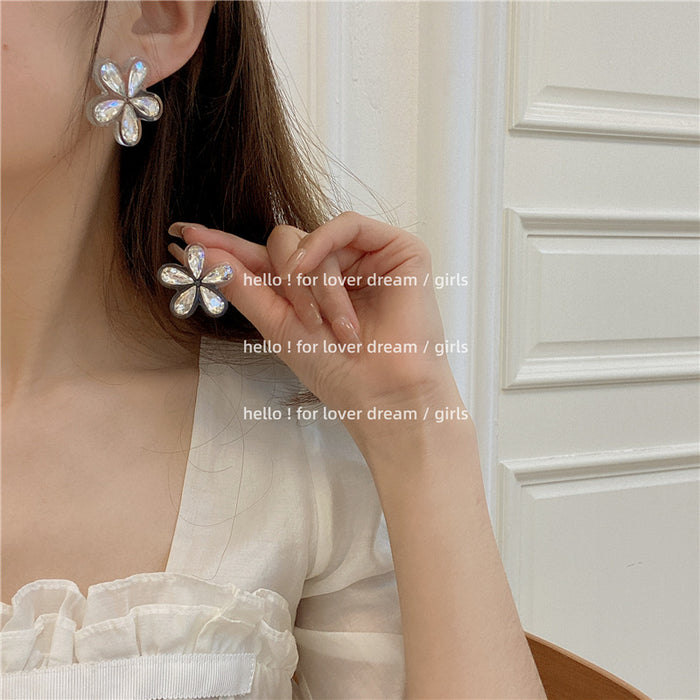 Wholesale acrylic rhinestone flower earrings JDC-ES-Lfm020