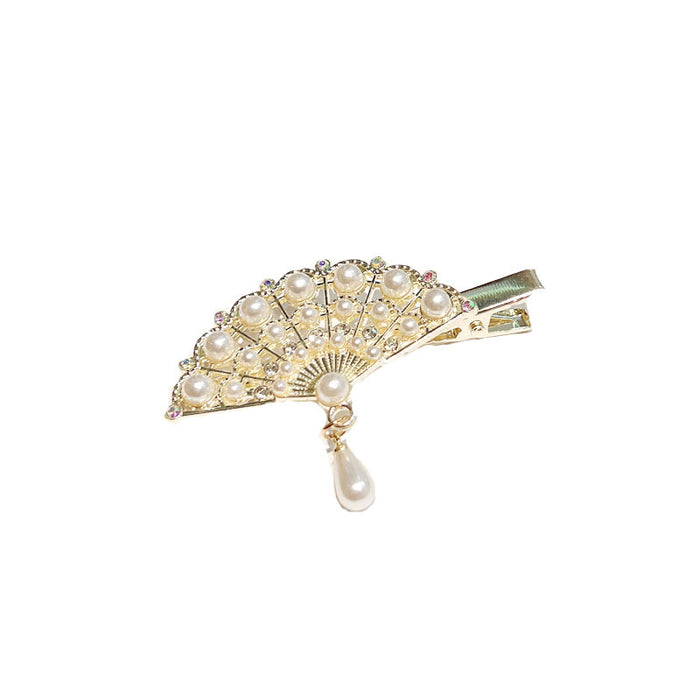 Wholesale hairpin alloy Hanfu ancient fan-shaped pearl tassel JDC-HC-LanD008