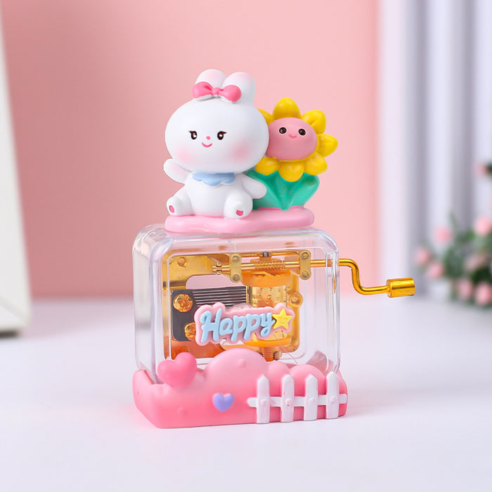 Wholesale Cartoon Resin Hand-cranked Music Box Desktop Ornament Wooden Music Box Bag (F) JDC-OS-WeiJ001