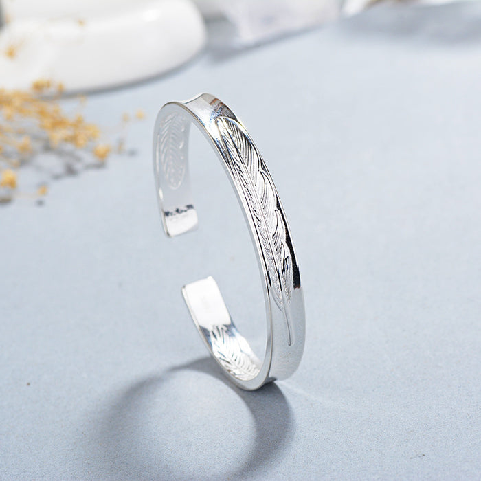 Wholesale Vintage Thai Silver Fashion Feather Bracelet JDC-BT-KaY005